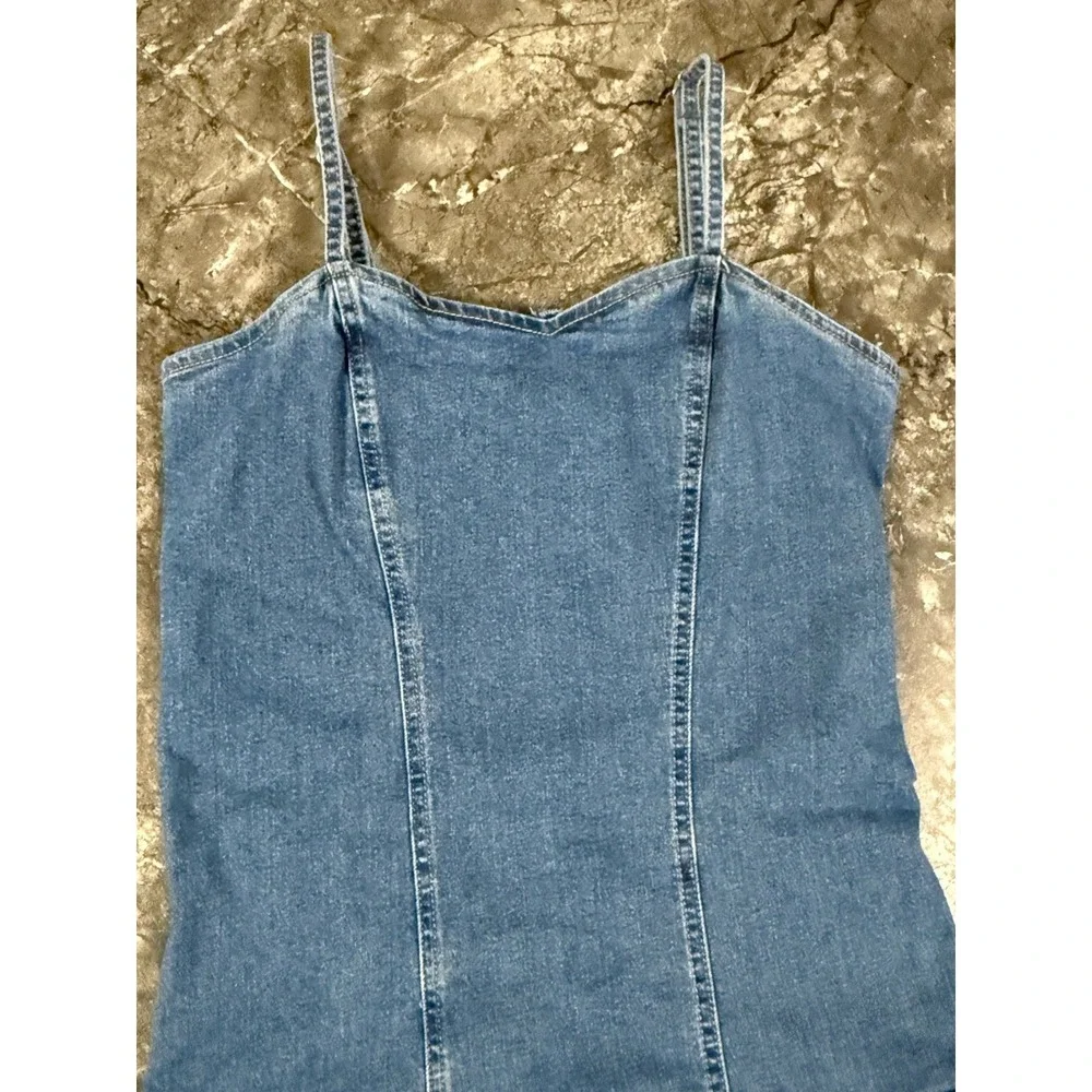 Celebrity Pink Smocked Back Denim Cargo Mini Dress Pockets Sz Small